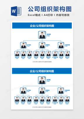 企業公司組織架構圖Word模板 軟件開發公司應用指南